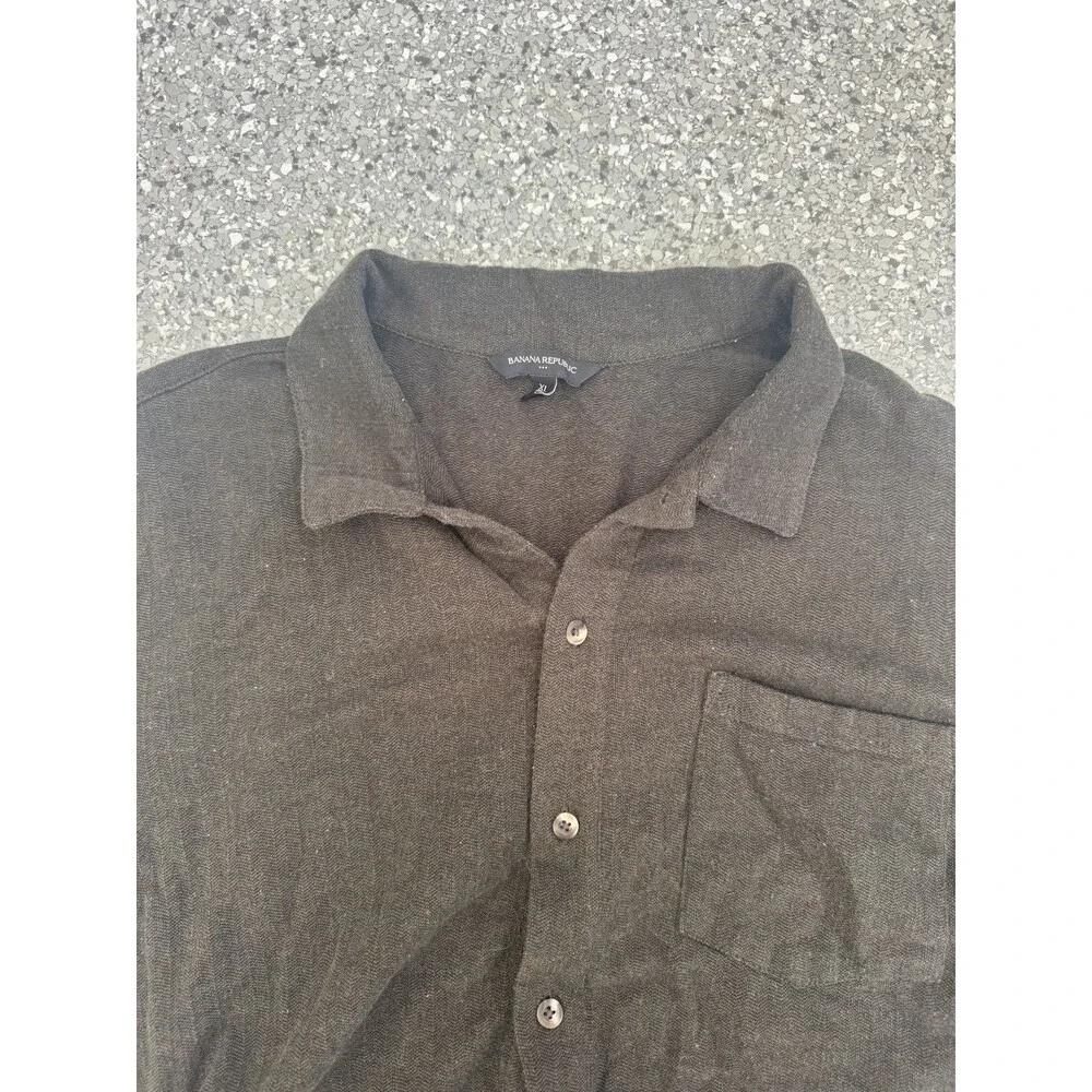 Banana Republic Olive Cotton Button-Down Long Sleeve Shirt Men size XL